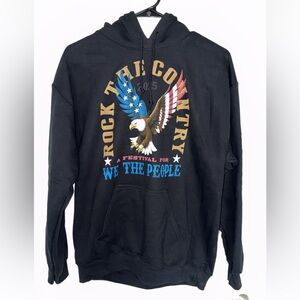 Rock the Country Black Hoodie with Patriotic Eagle Design